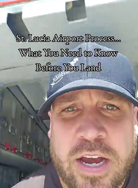 Light Travels TikTok video walking through the St. Lucia airport arrival process